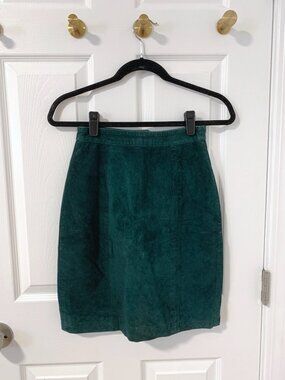 Vintage Global Identity Suede Leather Skirt in Forest Green Size 5/6